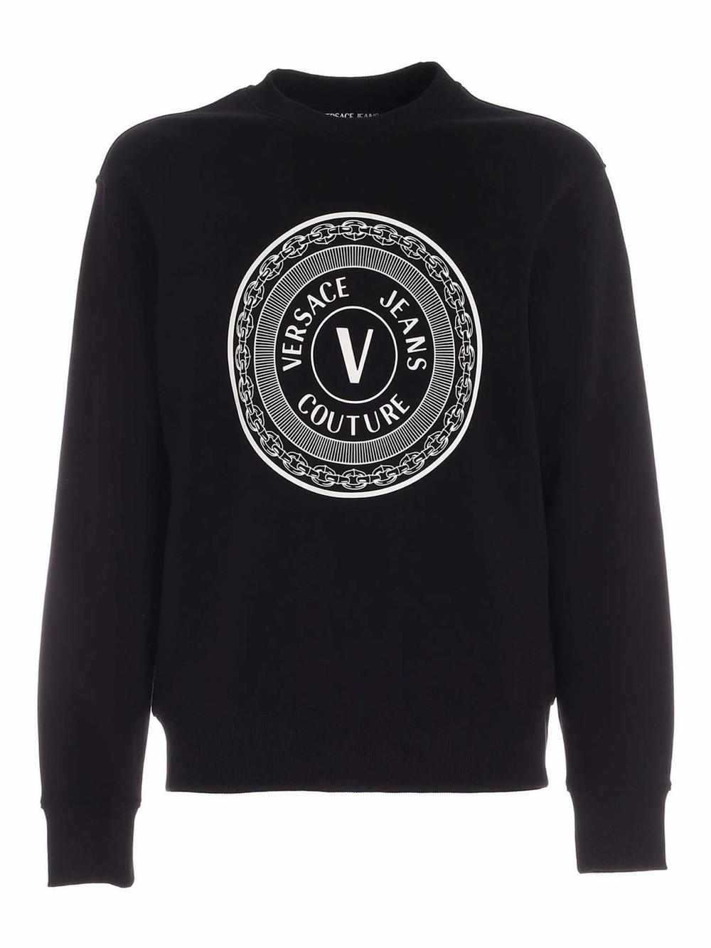 NWT VERSACE JEANS COUTURE Crewneck Sweatshirt Size Small Black White 100% Cotton